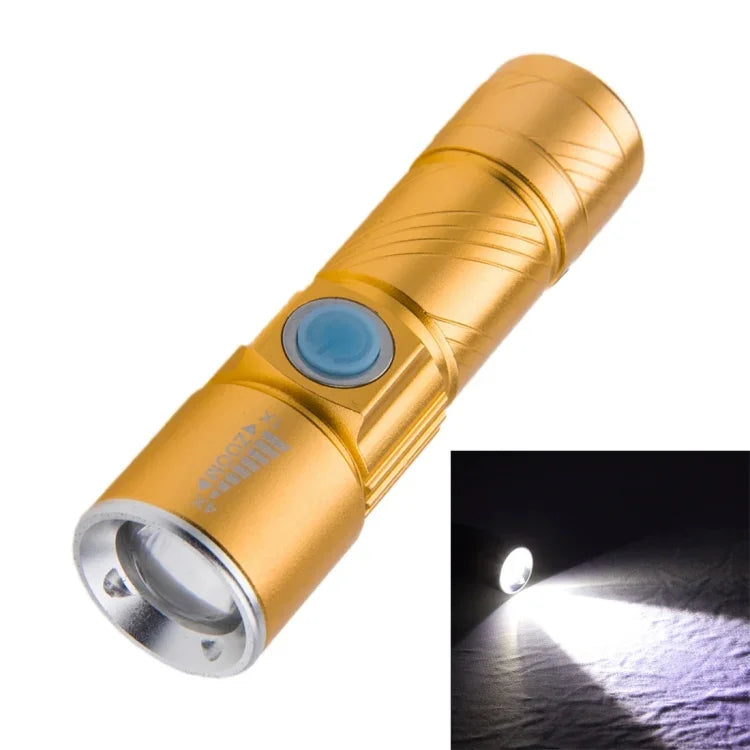 Cree Q5 LED Ficklampa med Zoom – 3 Ljuslägen och 180LM – Kompakt 18650-modell