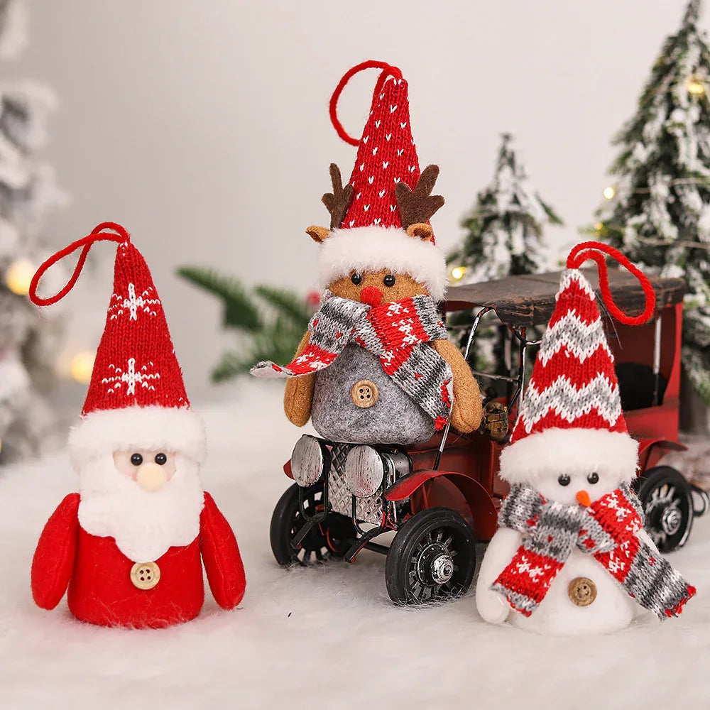 Decorative Creative Cartoon Old Snowman Sants Reindeer Glowing Christmas Dolls