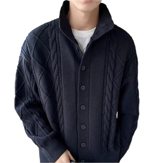 Solid Color Loose Fit Knitted Men's Sweater