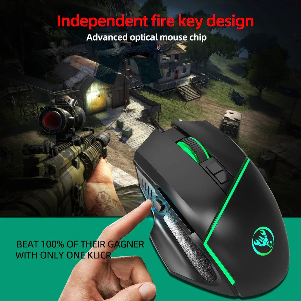 Wired 6400DPI Adjustable Multi-Colored Gaming Computer Mouse