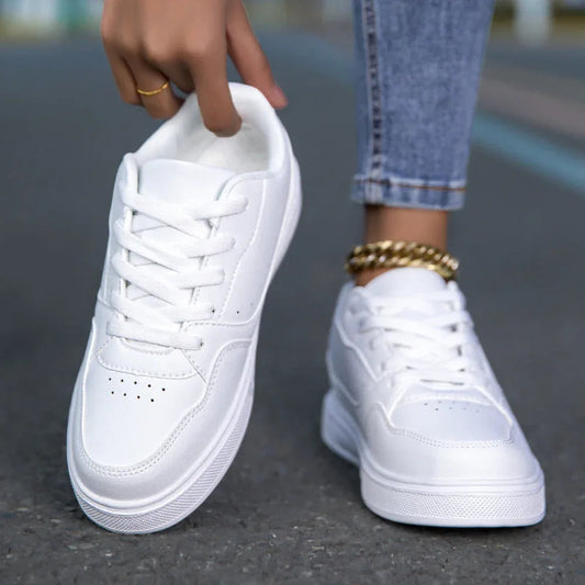 Breathable White Korean Casual Sneakers