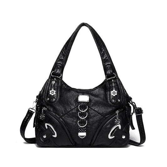 Women's Shoulder Bag Large Capacity Washed Leather Handbag