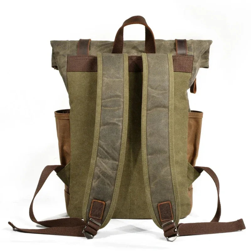 Oil wax Canvas Mountaineering Hiking Camping Bag School Unisex Backpack