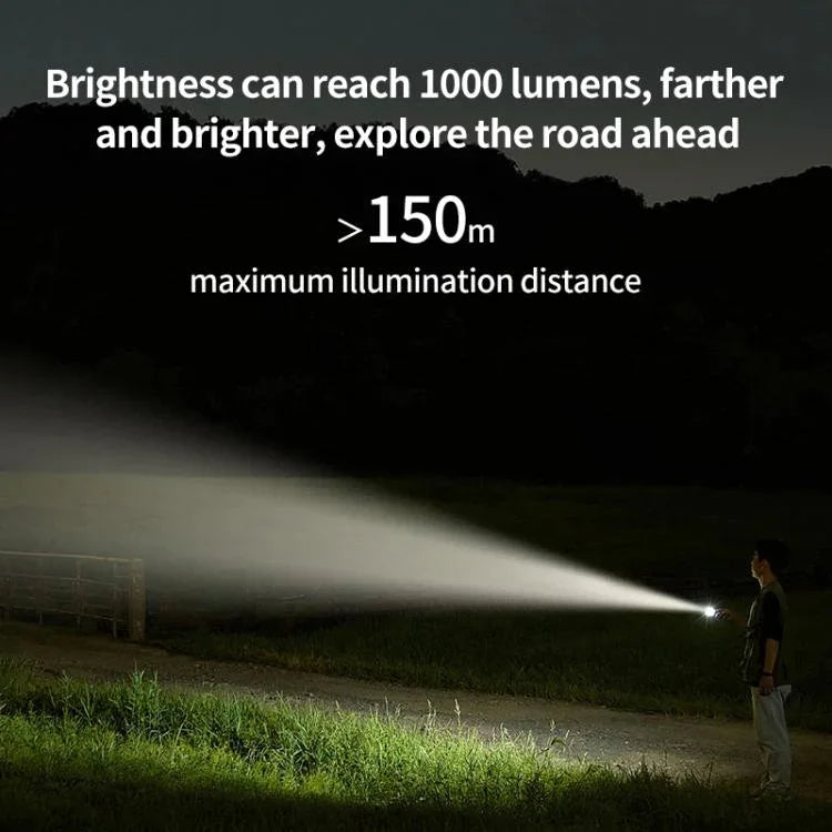 Kompakt ficklampa 1000 lumen – mångsidig LED-lampa för arbete och friluftsliv