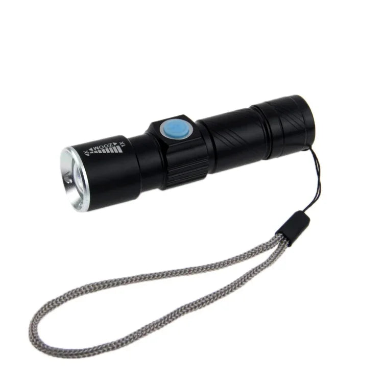 Cree Q5 LED Ficklampa med Zoom – 3 Ljuslägen och 180LM – Kompakt 18650-modell