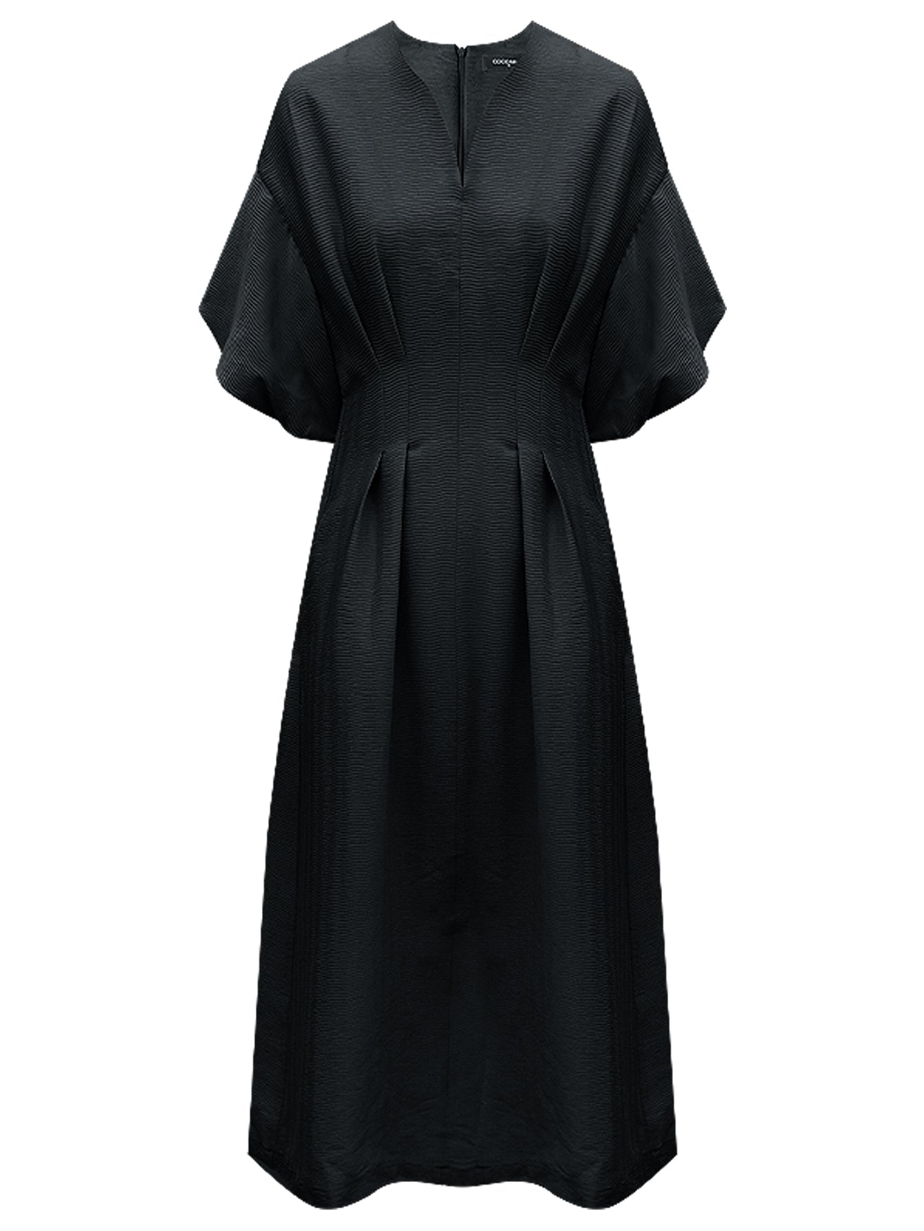 Elegant Textured Pleated French Tea Dress-3