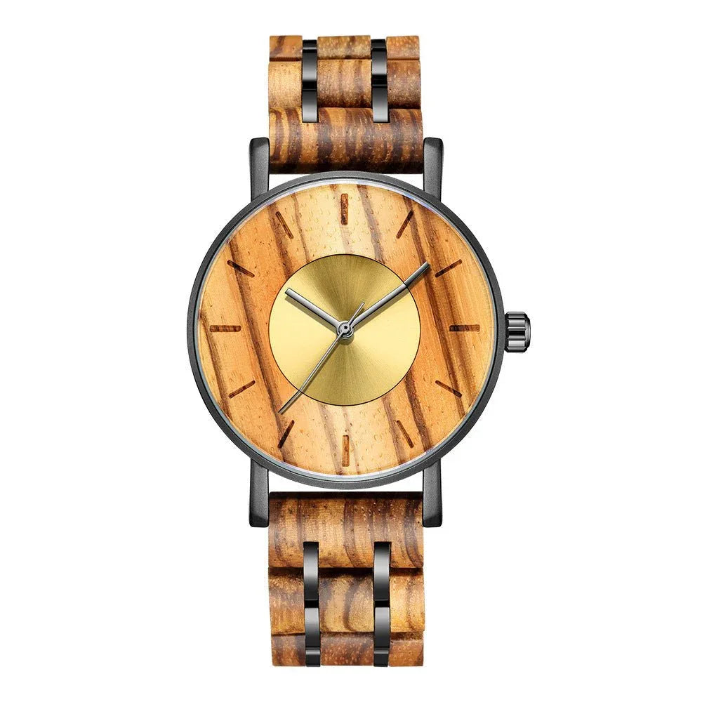Fashionable Wooden Watch For Men With Stainless Steel Clasp