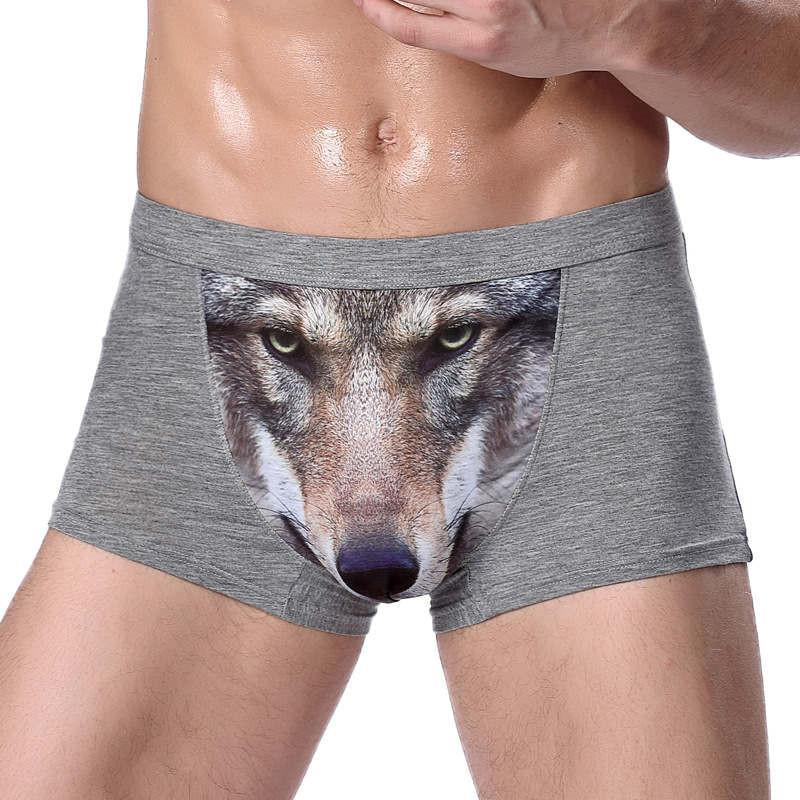 Four-horned Wolf Head Big Bird Sexy Men's Underpants Underwear