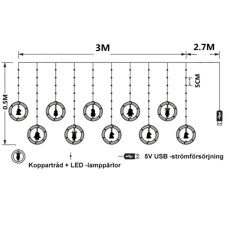Jul LED Gardinslinga