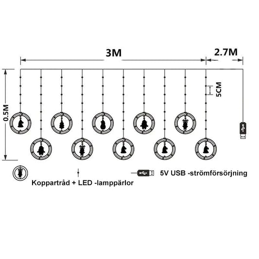 Jul LED Gardinslinga
