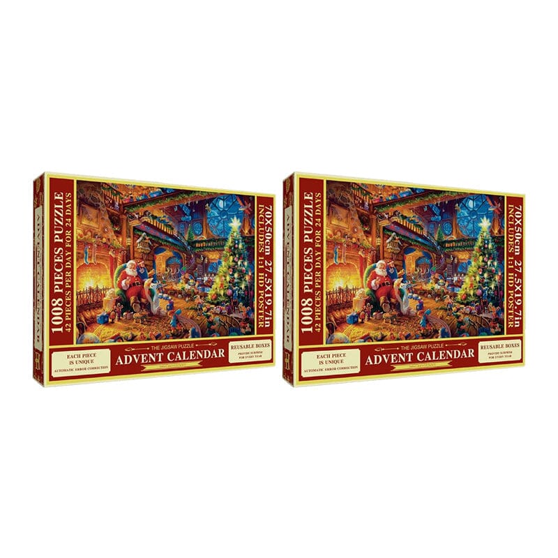 Julpussel Adventskalender – 24 Pussel i Ett Magiskt 1008-Bitars Julpussel