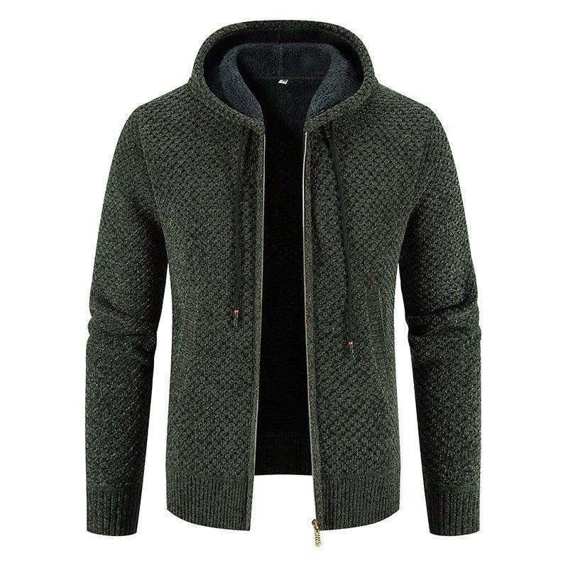 Knitwear Men's Hooded Sweater Fleece-Lined Velvet-Padded Hoodie