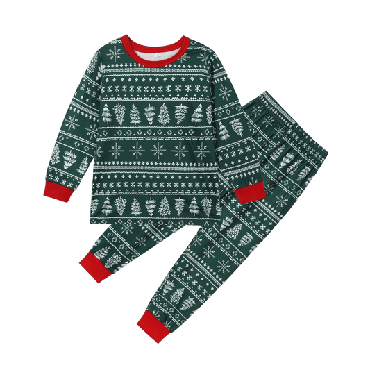 Matchande julpyjamas för hela familjen - Grönt