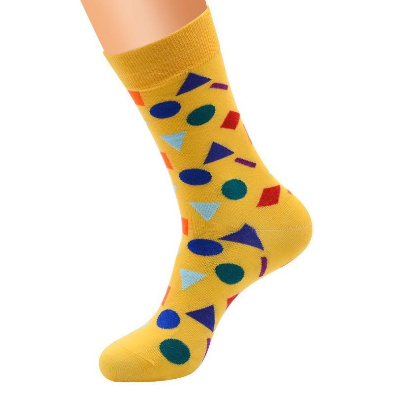 Men's Funny Cotton Socks With Geometric Shapes