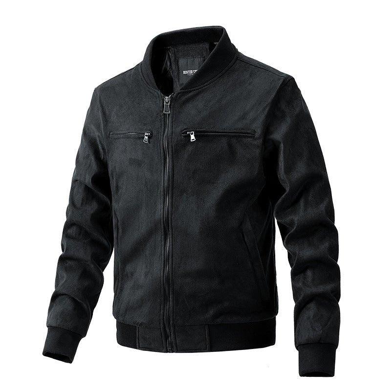Men's Polyester Stand Collar Double Zipper Jacket