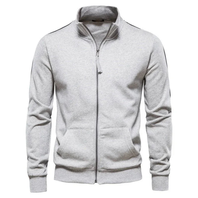 Men's Stand Collar Long-Sleeve Zipper Sweatshirt Sweaters