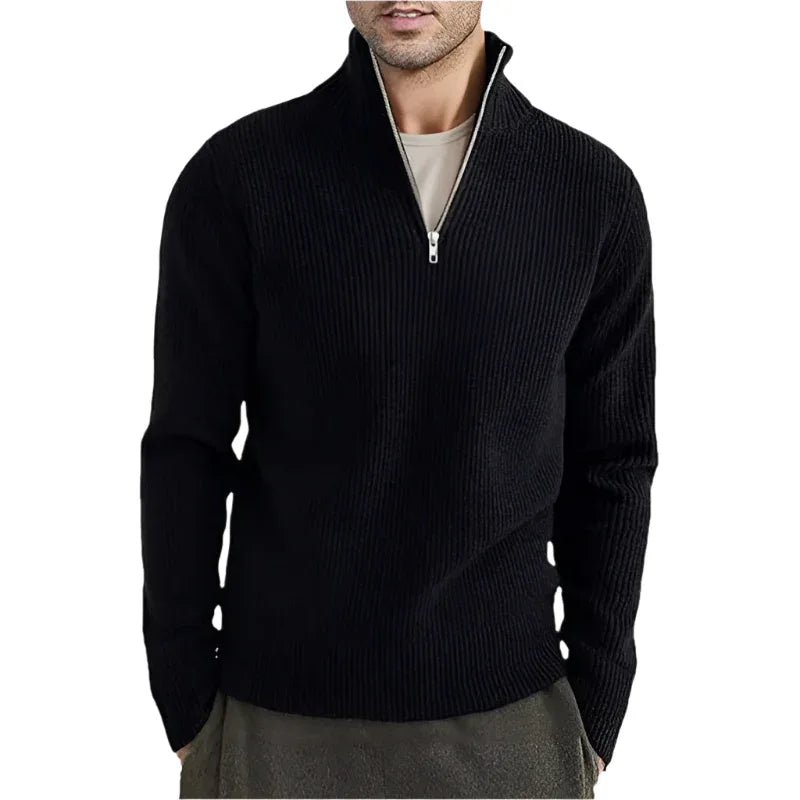 Men's Thickened Warm Zip Collar Sweater