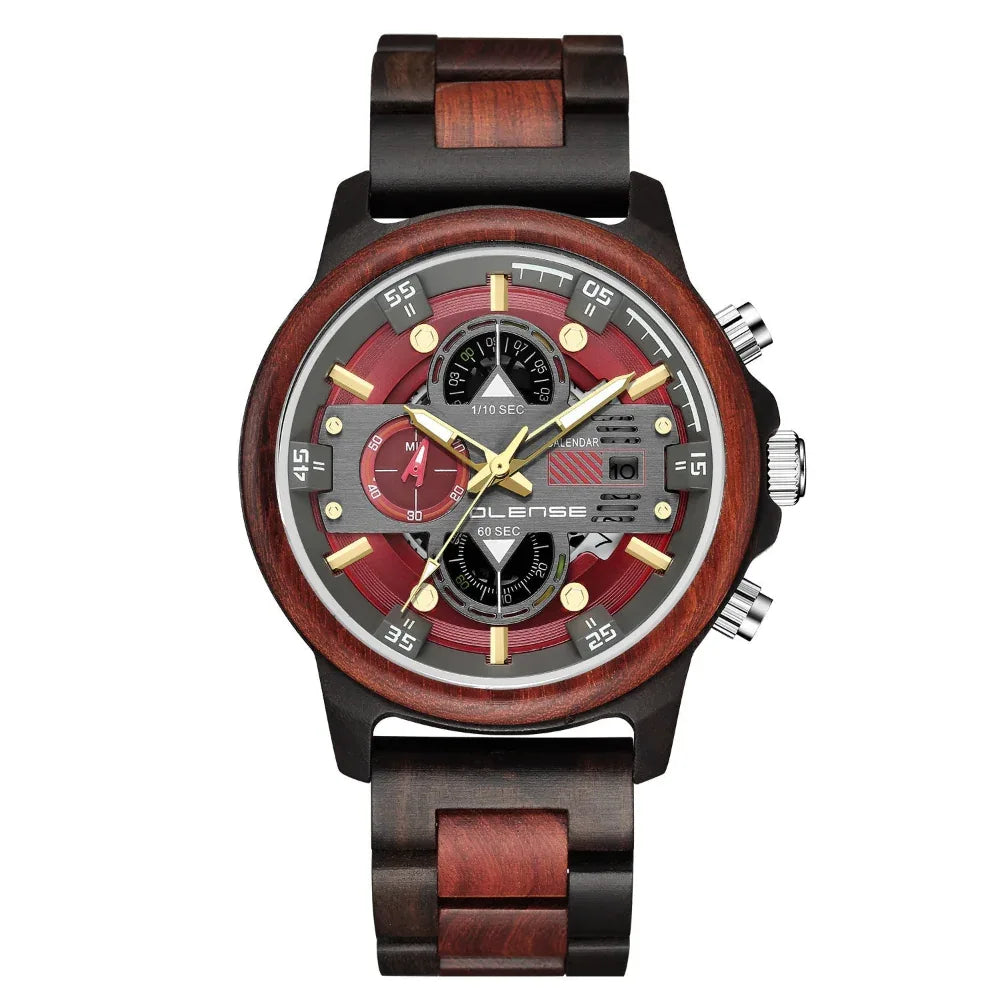 Men's Wooden Quartz Multifunctional Luminous Watch