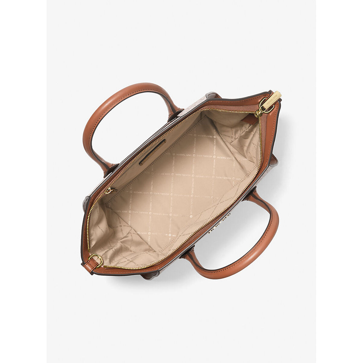 Michael Kors Handväska Avril Fullkornslader Blixtlas Beige