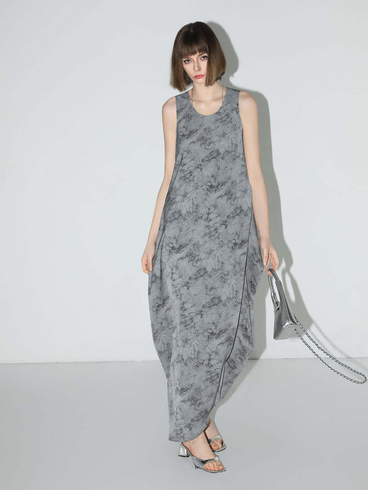 Serene Zen Tie-Dye Print Tank Dress-1