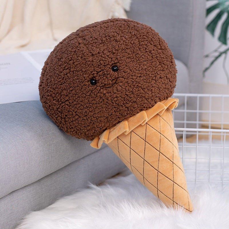 Smiling Ice Cream Cone Pillow Plush Toy