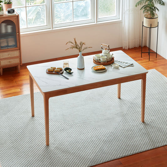 Solid Wood and Slate Dining Table-0