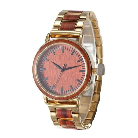 Waterproof Business Wood & Stainless Steel Quartz Watch