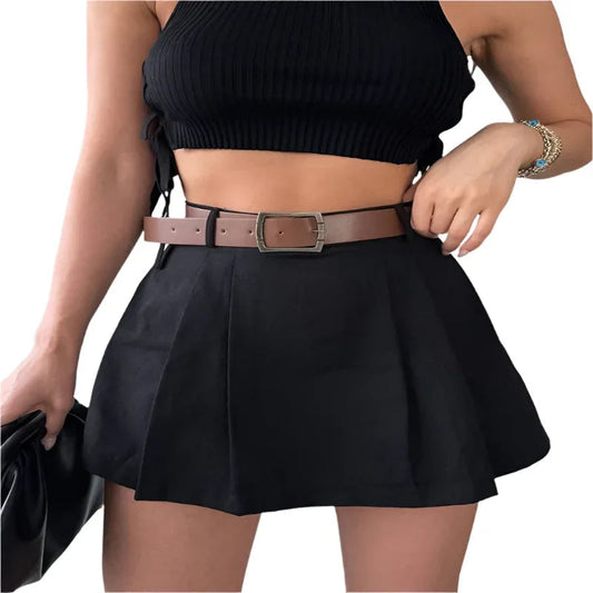 Women's Fashion Solid Color High Waist Skirt
