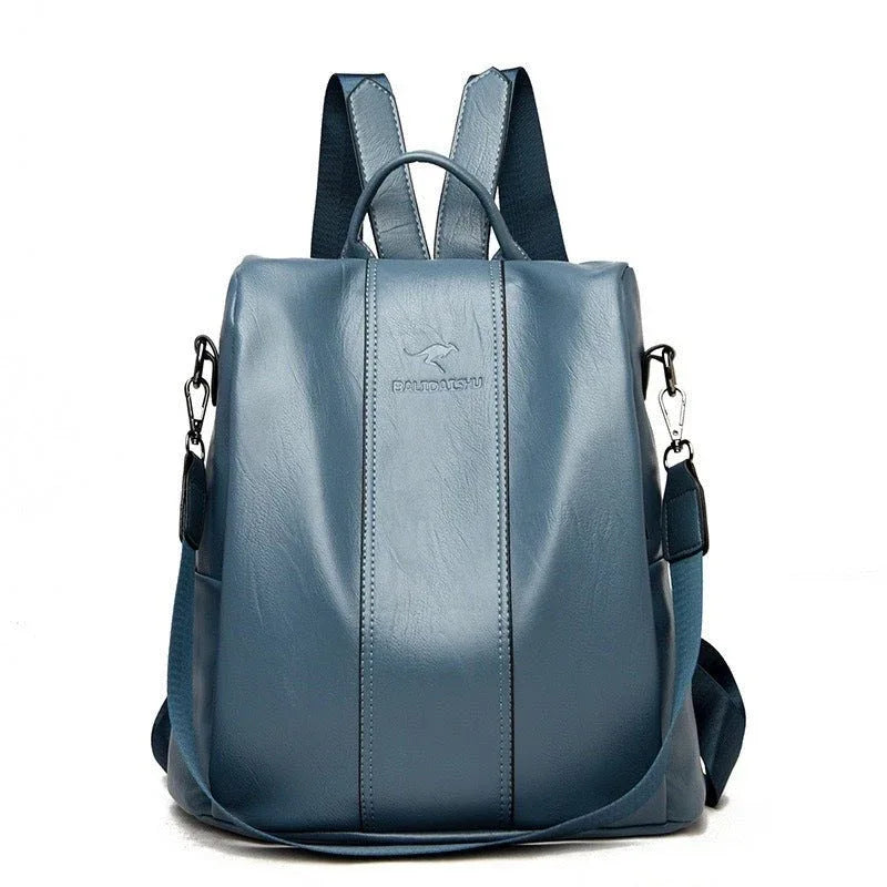 Women's Large Capacity Backpack Soft Leather Travel Bag